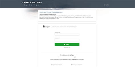 Chrysler capital account login - Sign In Forgot your username or password? Don't have an account? Sign Up for Online Access Feedback 